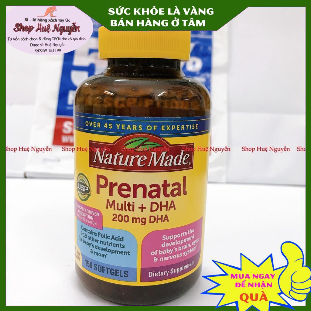 Vitamin bổ bầu Prenatal Multi + DHA  của Mỹ 150 viên - bổ sung đầy đủ vitamin tổng hợp cho mẹ bầu và sau sinh