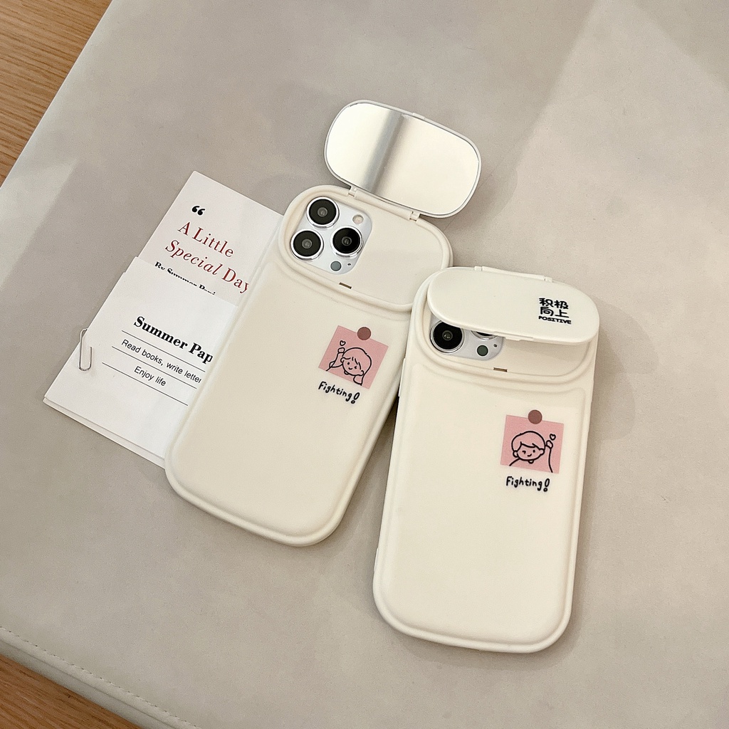 Ốp Điện Thoại Mềm Họa Tiết Hoạt Hình Tráng Gương Trang Điểm Chống Rơi Cho iPhone 14 14pro max 13 12PRO max 11pro max