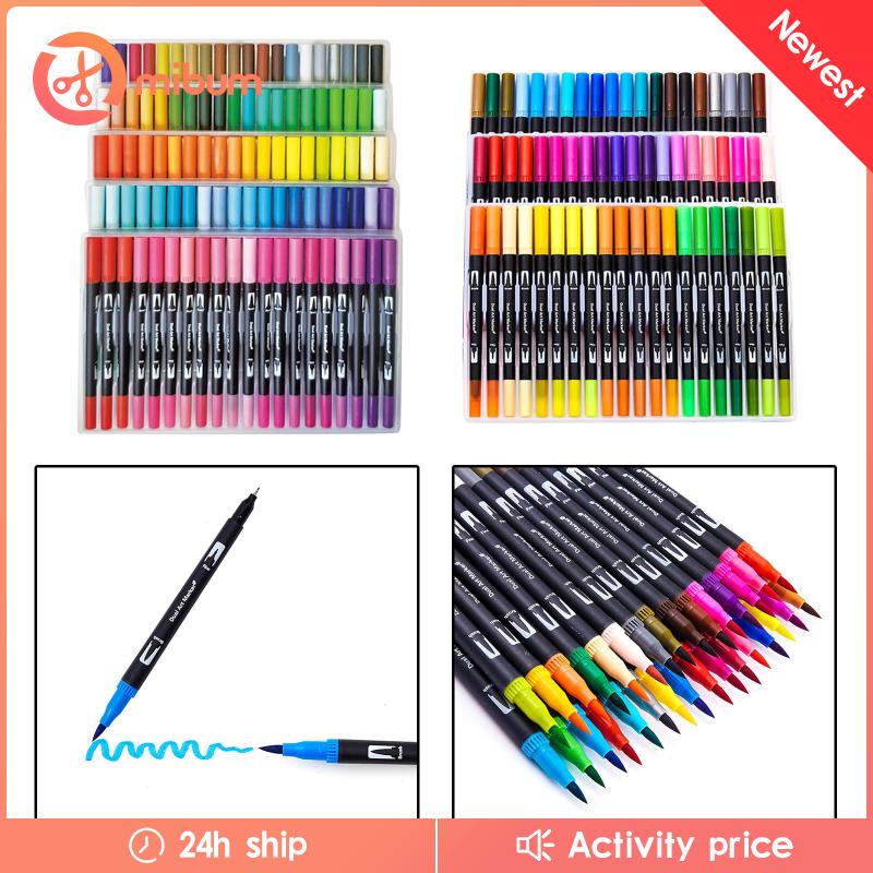 Set 60 / 100 Bút Màu Nước Hai Đầu Dùng Vẽ Tranh / Bảng Chữ / Trường Học / Văn Phòng