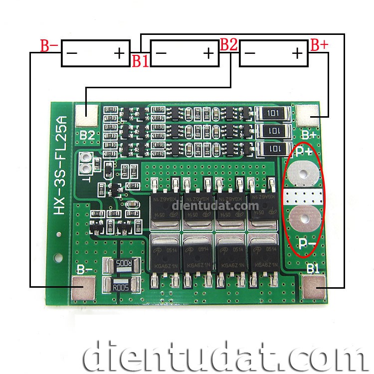 Mạch sạc bảo vệ pin 3 cell nối tiếp 25A