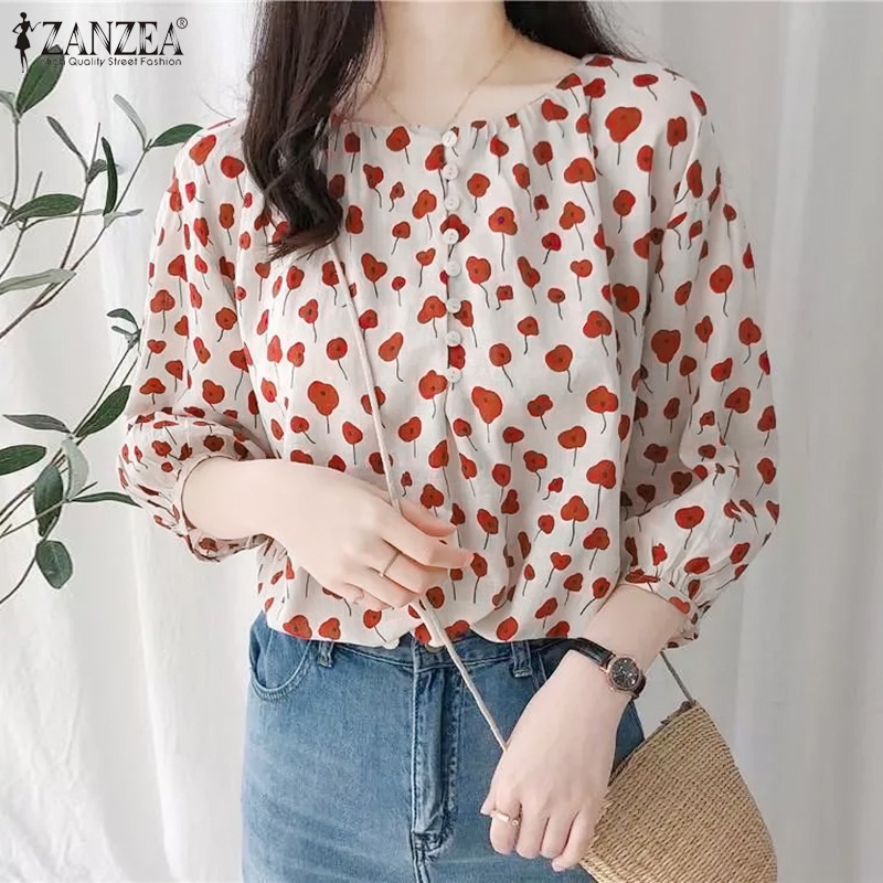 Áo ZANZEA tay lửng họa tiết hoa thời trang cho nữ