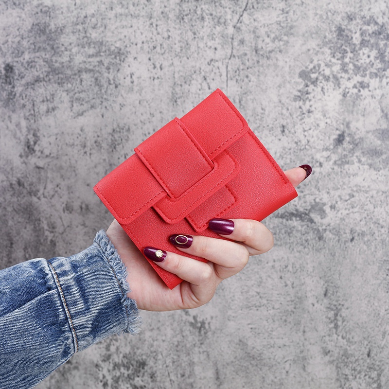 Ví Ngắn Màu Trơn Phong Cách Hàn Quốc 30% Thời Trang Cho Nữ