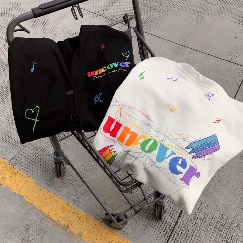 Áo khoác nỉ Cardigan UNCOVER Bút Sáp form rộng Phong cách Ulzzang unisex - Gin store