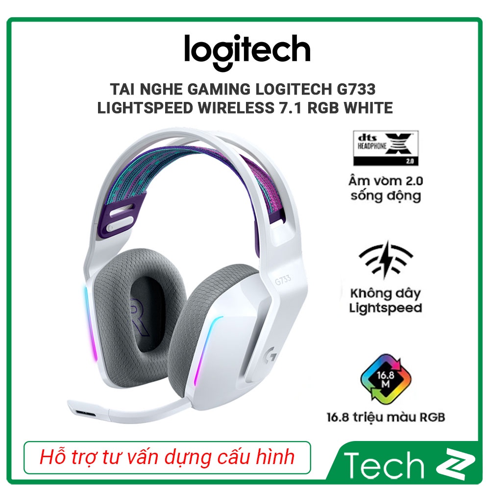 Tai nghe Gaming Logitech G733 LIGHTSPEED Wireless 7.1 RGB White