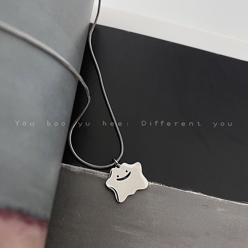 Dây Chuyền Thép Titan Mặt Hình Con Ma Dễ Thương Phong Cách Hip Hop Thời Trang Cá Tính F406