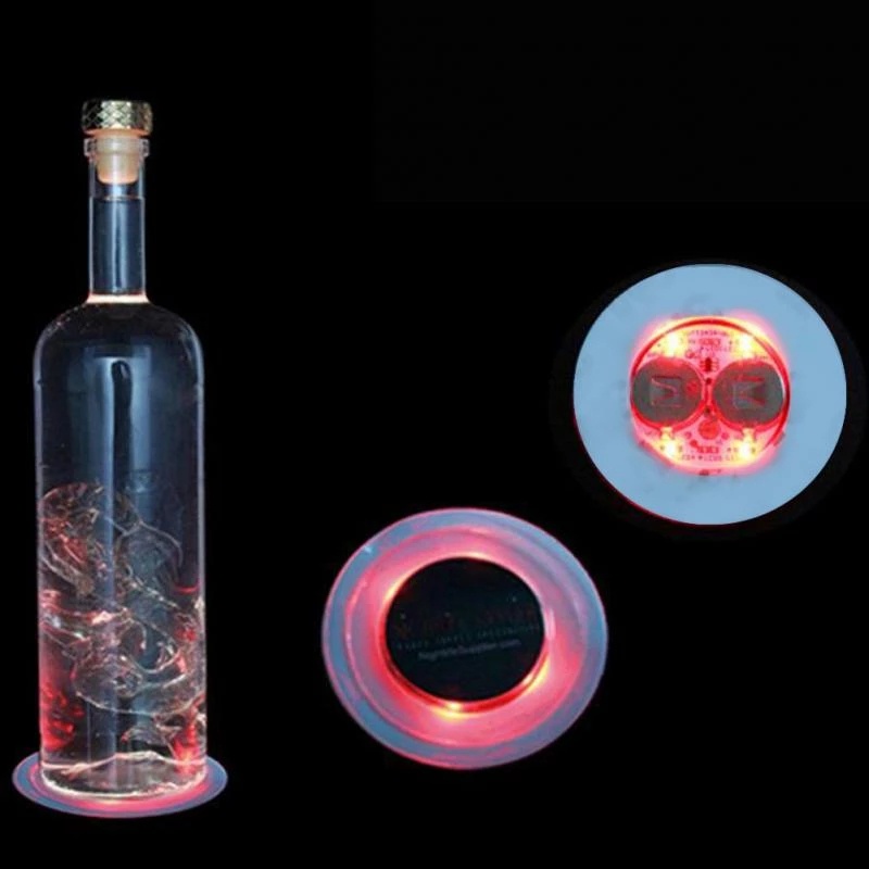 Đèn led phát sáng mini coaster phát sáng chai dán sáng xmas hộp đêm quầy bar tiệc bình trang trí nội thất chạy bằng pin cốc uống nước