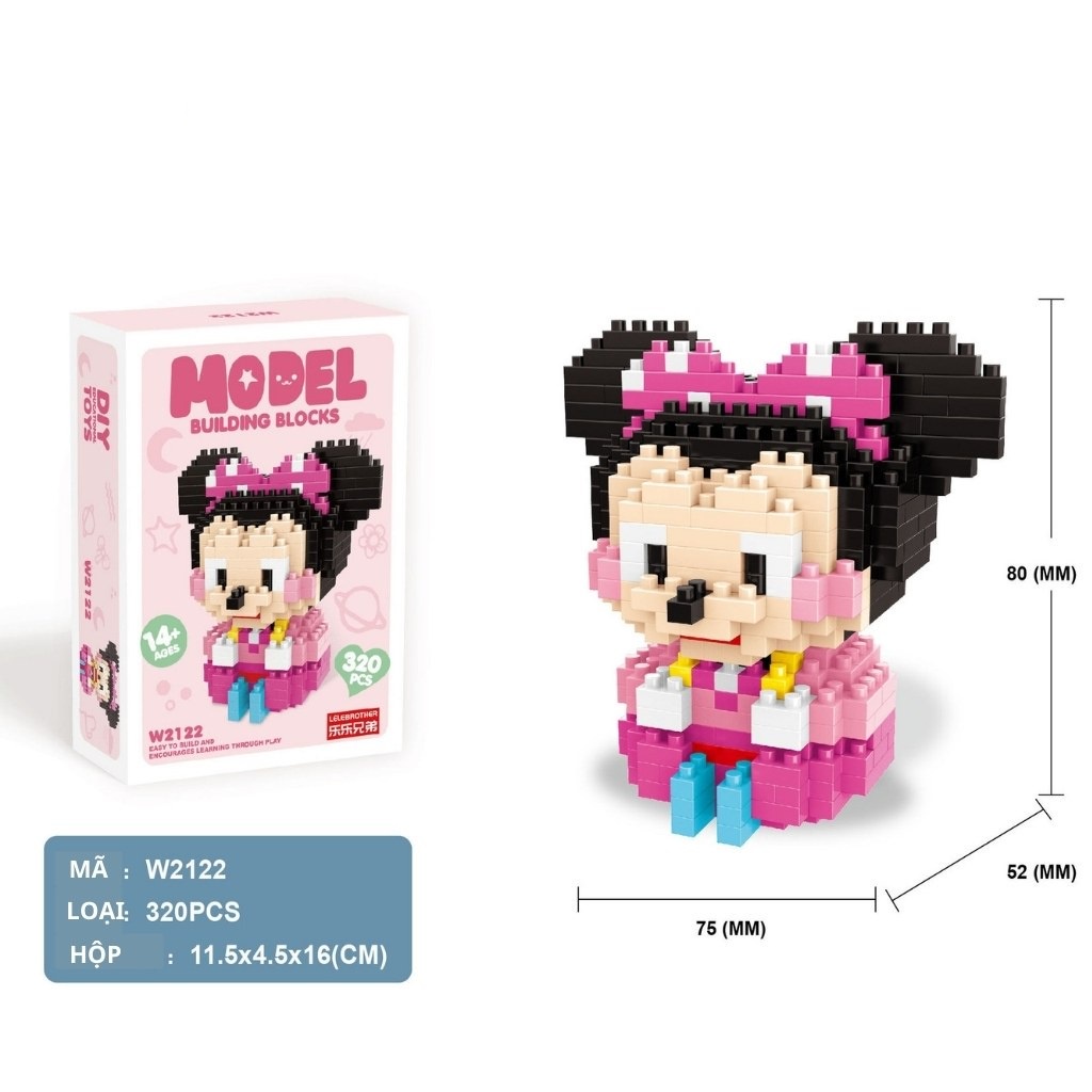 Bộ xếp hình nhân vật hoạt hình cho bé Disney ModelBuilding mô hình lắp ráp con vật độc đáo sinh động