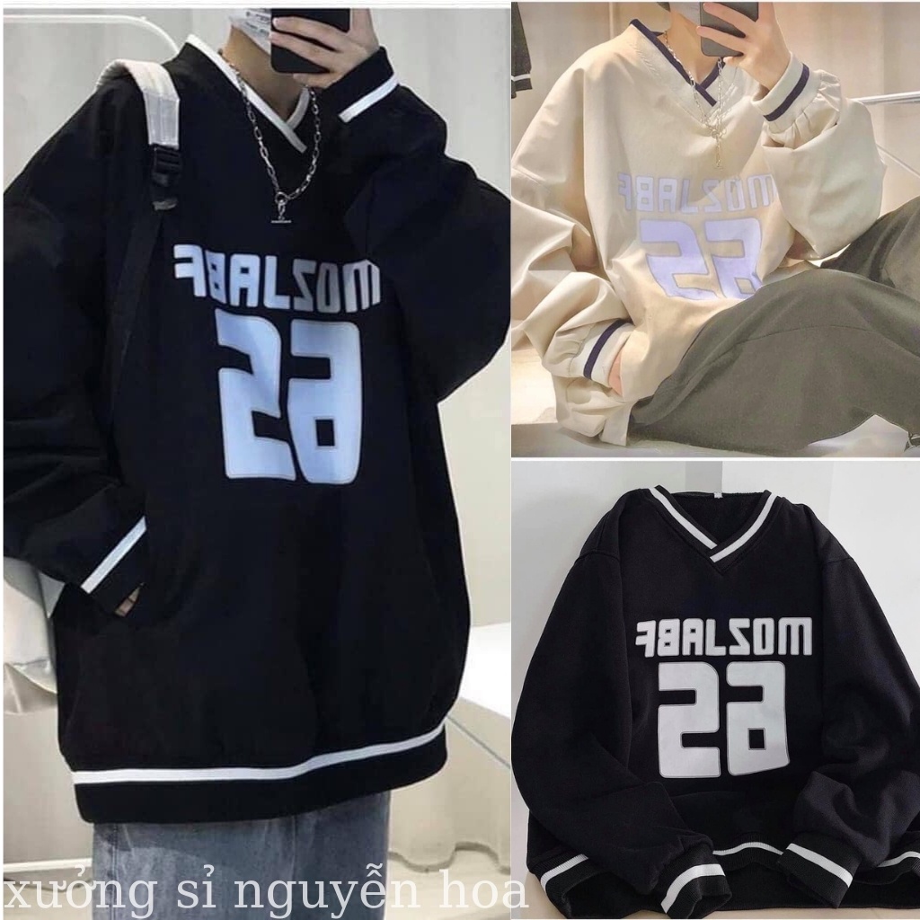 Áo sweater nỉ số 26 form rộng unisex dài tay nam nữ mặc được kiểu màu trắng đen phong cách hàn quốc Xưởng Sỉ Nguyễn hoa