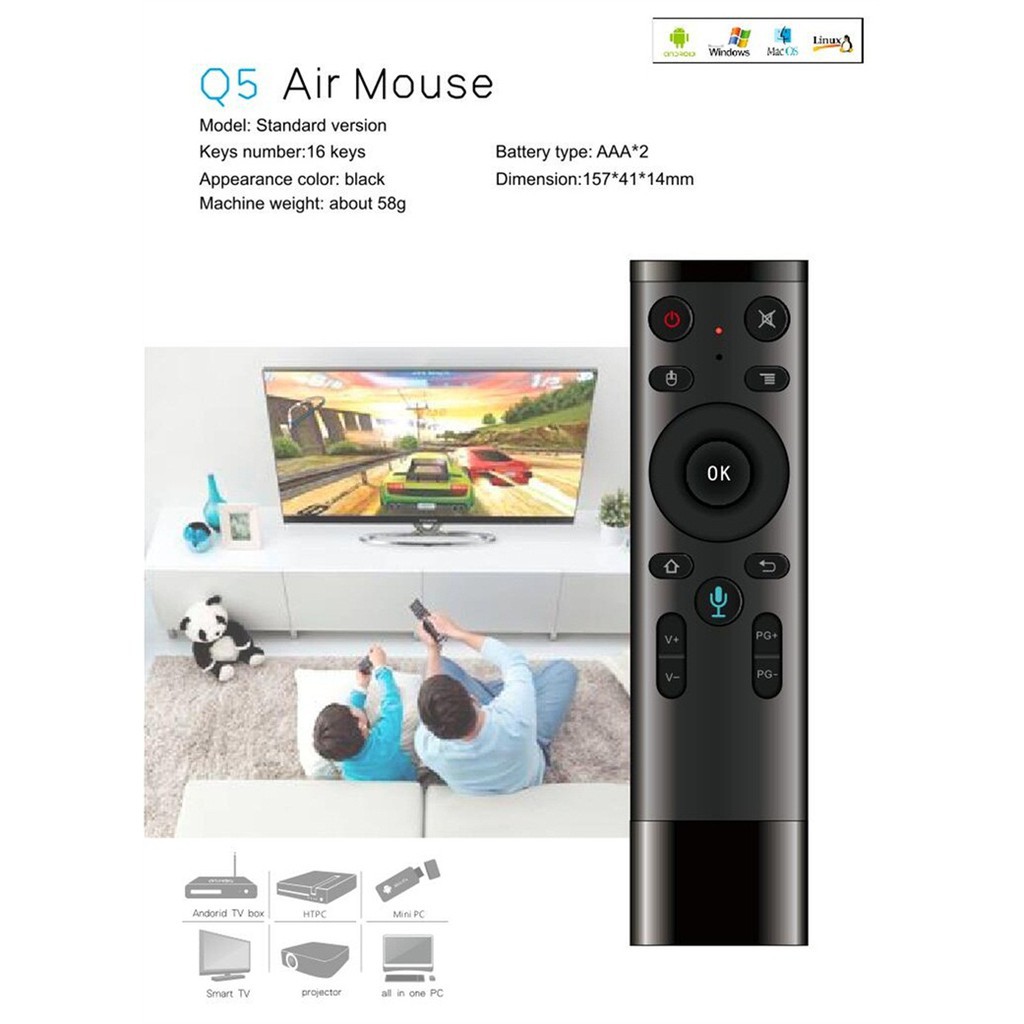 Remote Voice Q5 - Q5M Điều khiển tìm kiếm bằng giọng nói cho TX5 mini, TX3 mini, Mibox, Mecool ...