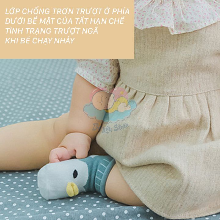 Vớ chân cho bé – Vớ cho bé sơ sinh Robibabi không viền từ 0-2 tuổi dễ thương (Vớ cổ cao cho bé – Vớ chống trượt)