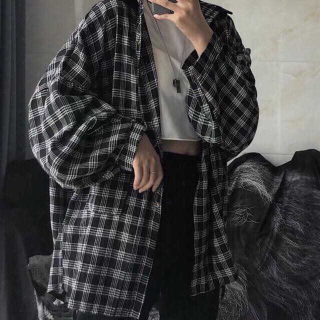 Áo sơ mi kẻ caro nam nữ ulzzang / áo sơ mi form rộng / áo sơ mi oversize