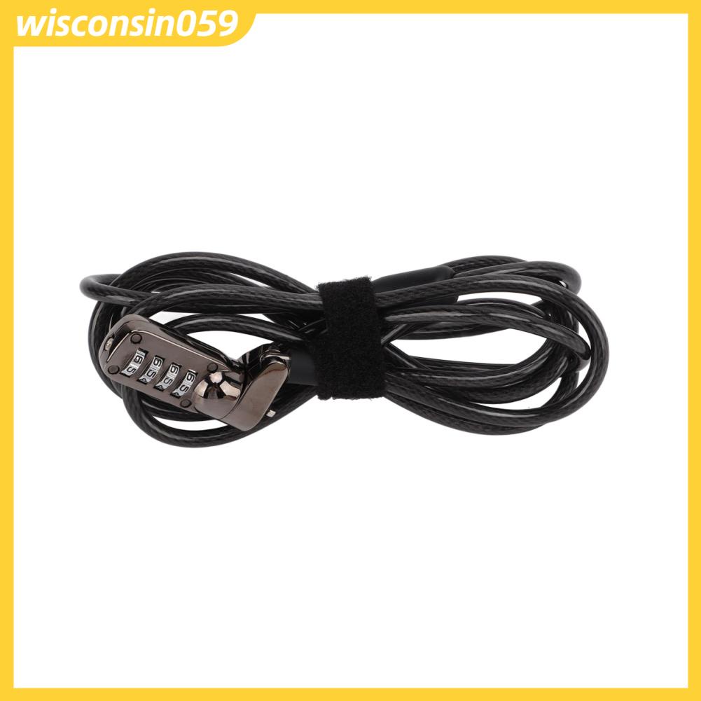 Wisconsin059 Computer Combination Cable Lock 4 Digit Password Universal Resettable Anti Theft for PC Desktop Projector LCD