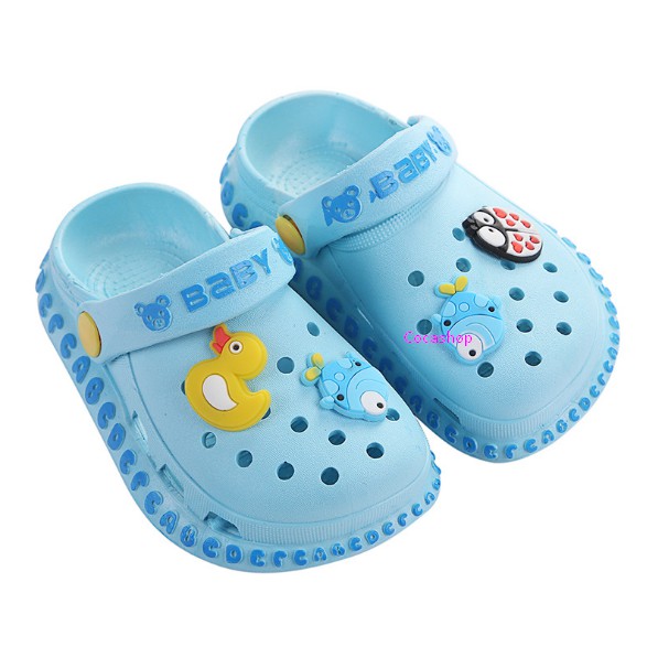 Giày sục cao su siêu mềm cho bé trai bé gái tặng kèm 4 sticker viền chữ baby