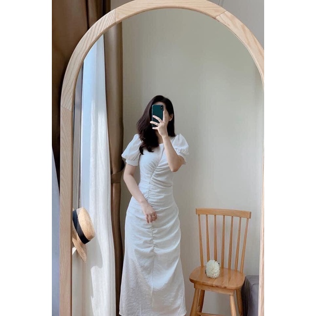 Đầm Midi nhún eo cực tôn dáng