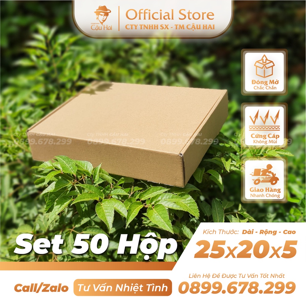 Set 50 Hộp carton nắp GÀI 25x20x5