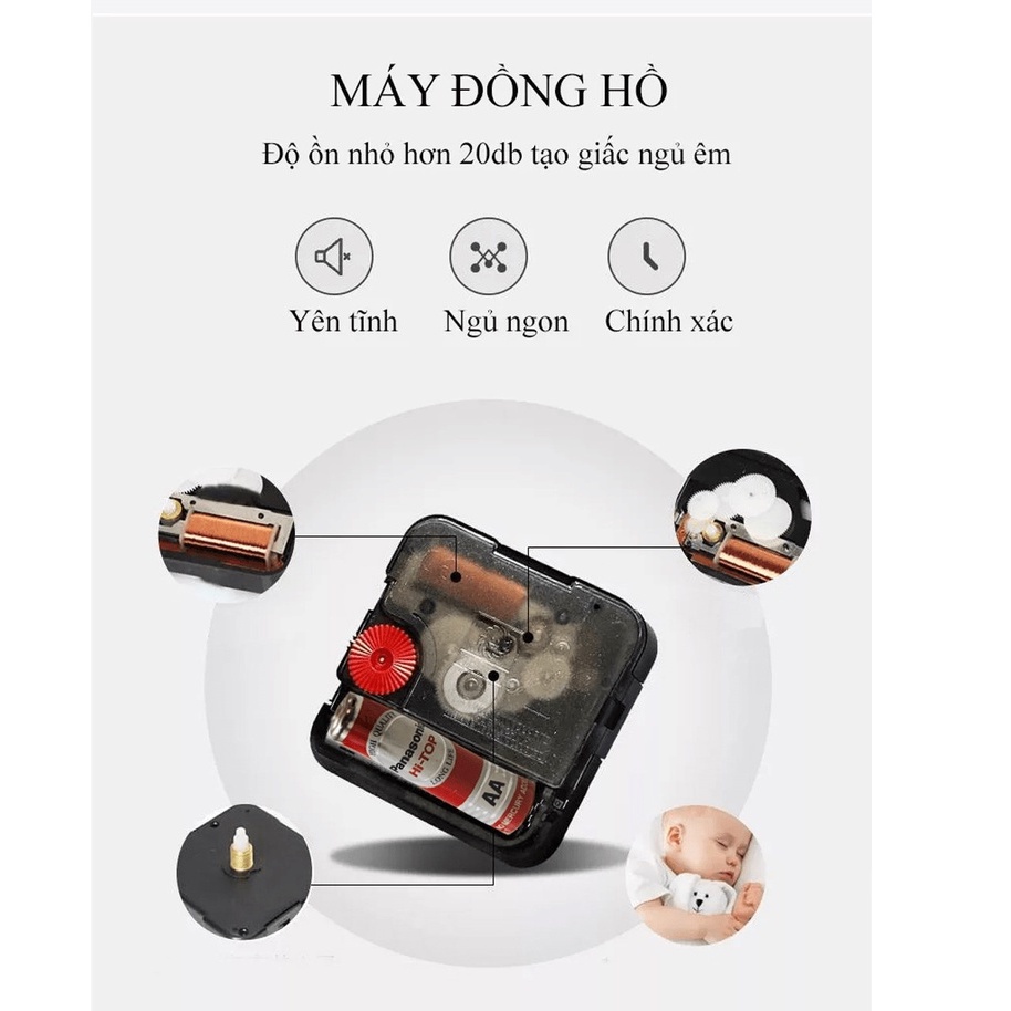 Đồng hồ treo tường trang trí nghệ thuật A209 Shouse kim trôi không gây tiếng động hiện đại sang trọng phòng khách