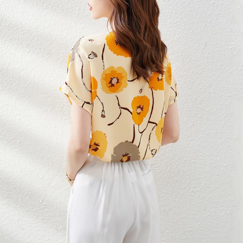Áo Sơ Mi Lưới Tay Ngắn Cổ Đứng In Họa Tiết Hoa Thời Trang Mùa Hè Dành Cho Nữ