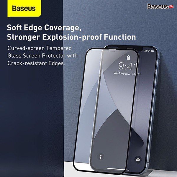 Kinh cường lực Baseus 0.3mm Full-glass Film Cho iPhone 12 Mini / iPhone 12/ iPhone 12 Pro/ iPhone 12 ProMax Hộp 2 miếng