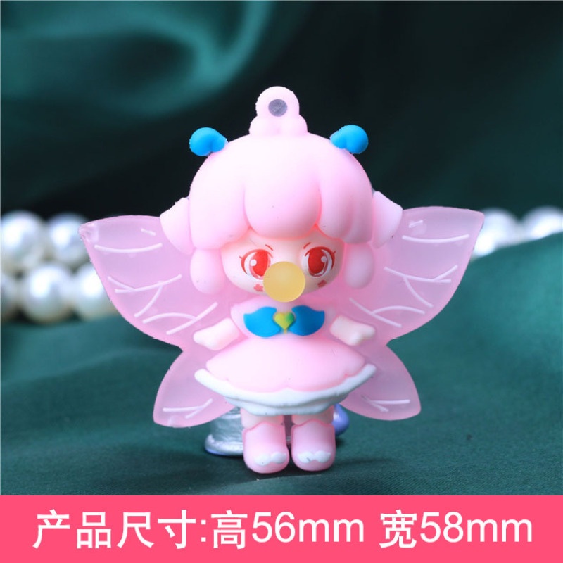 Set 2 móc khóa hình búp bê bằng cao su mềm dễ thương