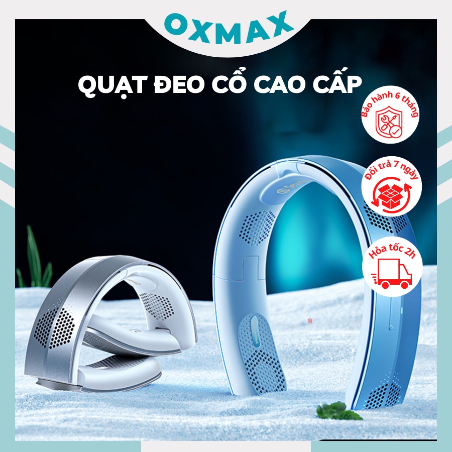 Quạt Đeo Cổ Cao Cấp Ranvoo Quạt Đeo Cổ Không Cánh Quạt Điều Hòa Thân Nhiệt Tích Điện, Thổi 4 Chiều, Làm Mát Nhanh