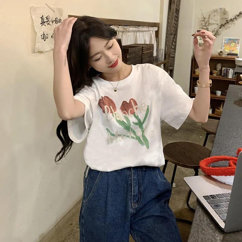 NRVP Áo Thun 100% Cotton Dáng Rộng Thời Trang Hàn Quốc Cho Nữ