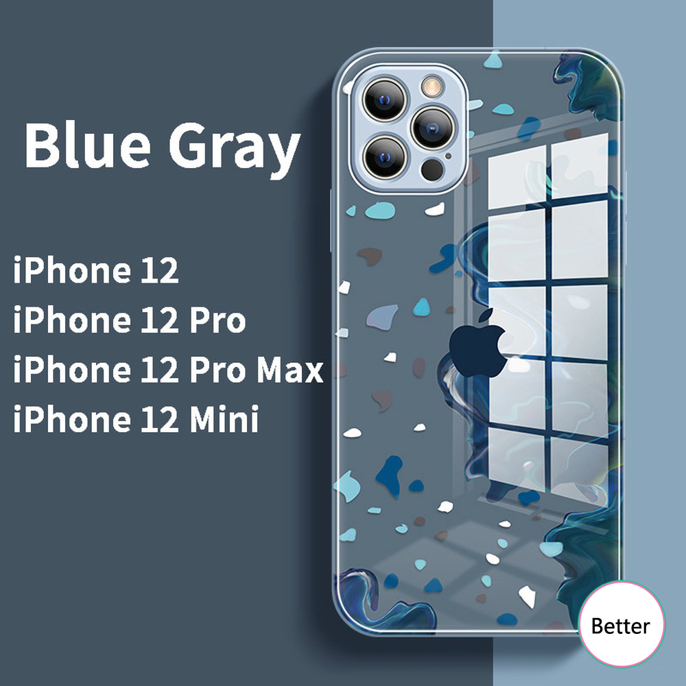 Ốp điện thoại kính cường lực họa tiết màu nước cho Iphone 12 11 Pro Max X Xs Max Xr 8 7 Plus