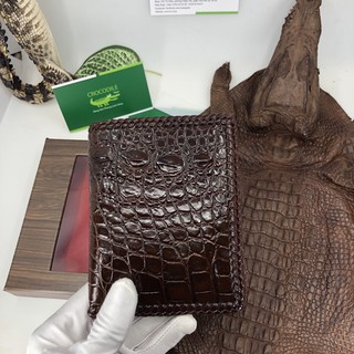 Ví đứng da cá sấu hàng tuyển hai mặt đan viền thủ công