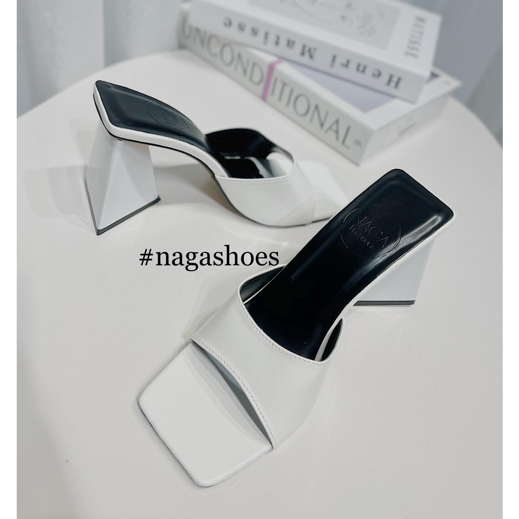 DÉP NAGASHOES MŨI VUÔNG QUAI NGANG GÓT KIỂU NAD193