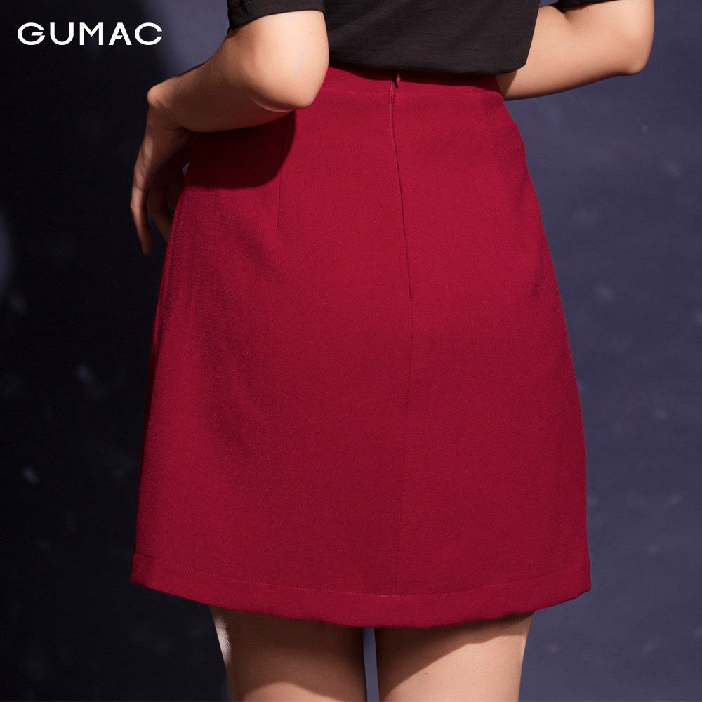 [Mã WABR1512 giảm 12% tối đa 50k đơn từ 99k] Chân váy nữ phối viền GUMAC màu đỏ đủ size, sang trọng CV12039