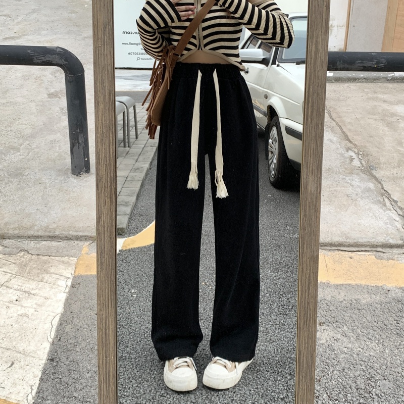 Quần Thể Thao Lưng Cao Ống Rộng Có Dây Rút Phong Cách Âu Mỹ Hàng Mới 2022 Dành Cho Bạn Nữ