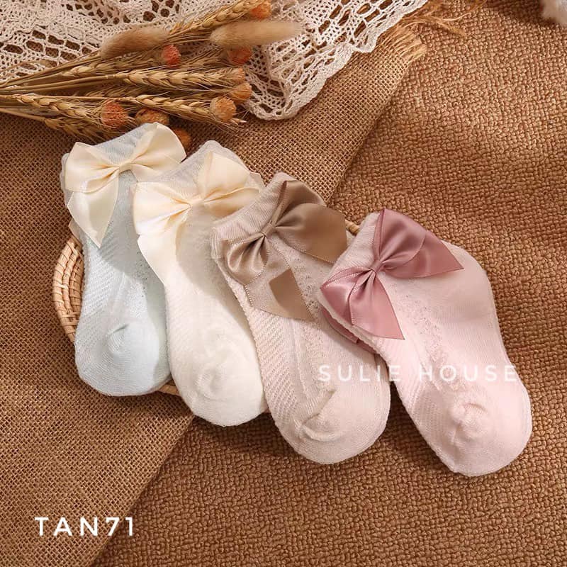 Tất lưới cổ ngắn đính nơ - TAN71