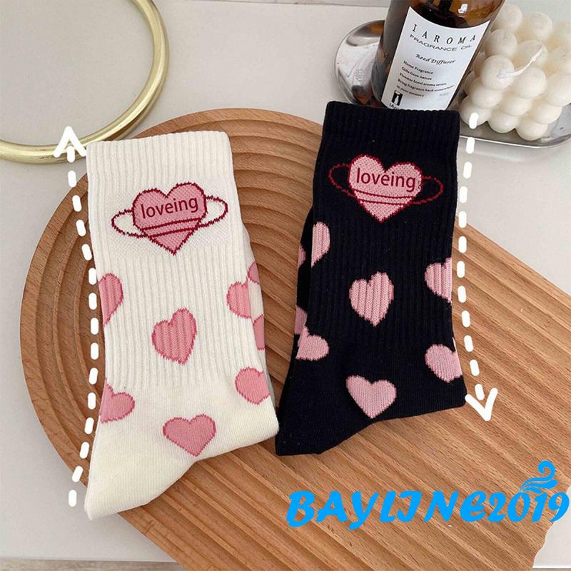 Vớ cổ cao in hình trái tim dễ thương phong cách Nhật Bản cho nữ
