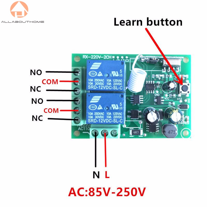 Abh Mô Đun Điều Khiển Từ Xa Không Dây 220v 2ch Và Rf 433mhz 433 Mhz