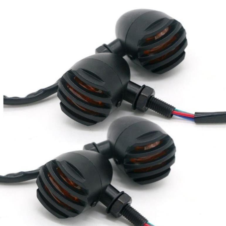 Combo Đèn pha lưới 16cm cùng đèn hậu lưới và 4 xi nhan lưới cho xe máy độ Cafe racer tracker Win GN125