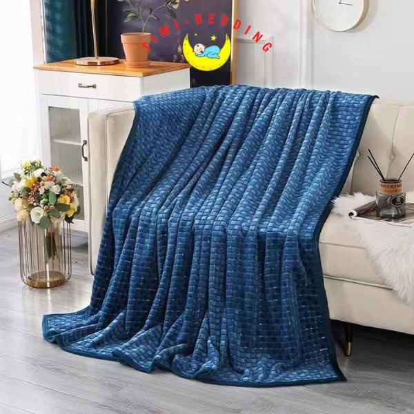 Chăn lông tuyết kẻ hình vuông, tăm cao cấp, mềm mại và ấm áp kích thước 2x2,3m nặng 1,5kg – Timibedding