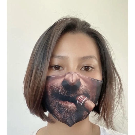 Khẩu trang mặt cười in hình 3D miệng hài hước vui nhộn troll dị, chất liệu vải mềm 2 lớp