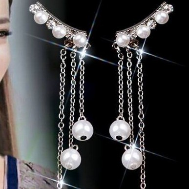 Khuyên tai lệ ba đá bạc bông tai trang sức phụ kiện nữ phong cách Hàn Quốc thiết kế độc đáo mới lạ