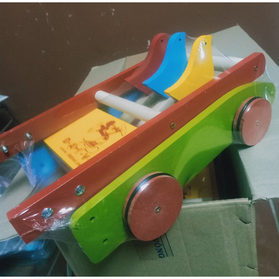 Xe tập đi bằng gỗ 3 con gà cao cấp cho bé yêu Đại Vĩ