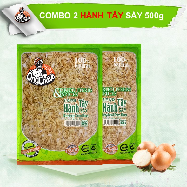 Combo 2 túi Hành tây sấy Ông Chà Và 500gr (Dehydrat Onion Flakes)