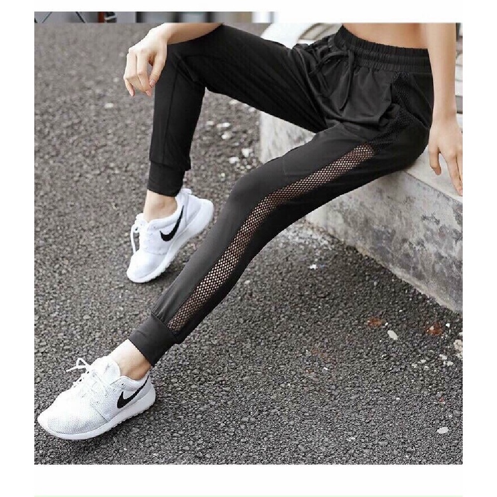 Quần Jogger Phối Lưới Thoáng Khí (đồ tâp gym-yoga nữ)