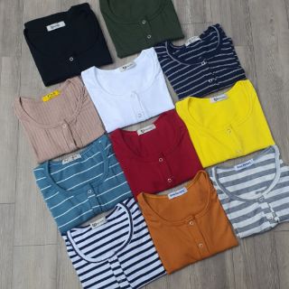 Áo Croptop Nút Bấm - Cúc bấm (10 màu)