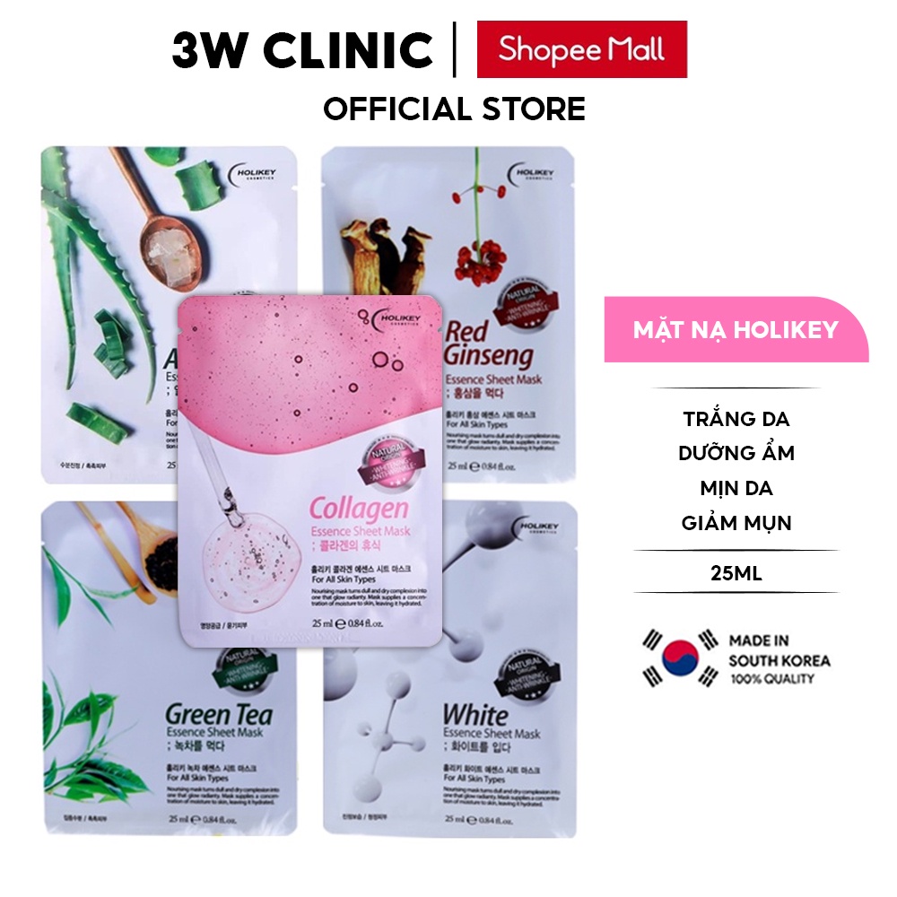 Mặt nạ giấy dưỡng da HOLIKEY Hàn Quốc chiết xuất từ thiên nhiên 25ml giúp da trắng sáng mềm mịn tự nhiên