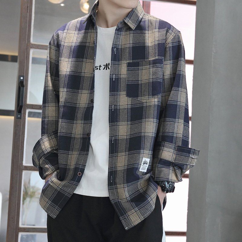 Áo sơ mi nam kẻ caro dài tay ulzzang fom rộng hàng độc 100% chất cotton siêu thấm mồ hôi | BigBuy360 - bigbuy360.vn