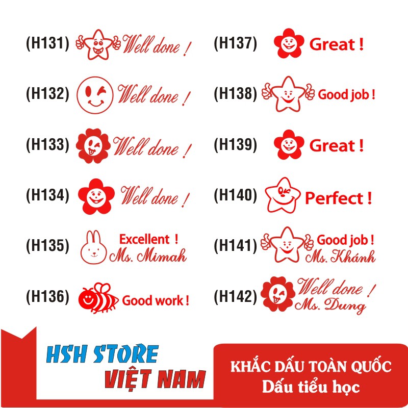 Con dấu logo tiểu học (Logo + Tên tiếng anh) thương hiệu Shiny (H131-H142)