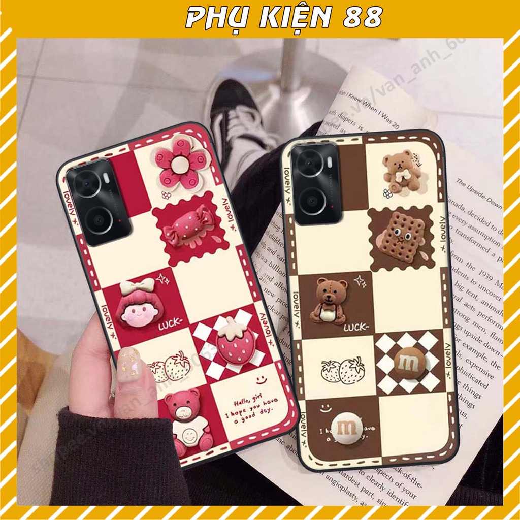 Ốp lưng Oppo A76 hình 3D gấu, kẹo dễ thương cute