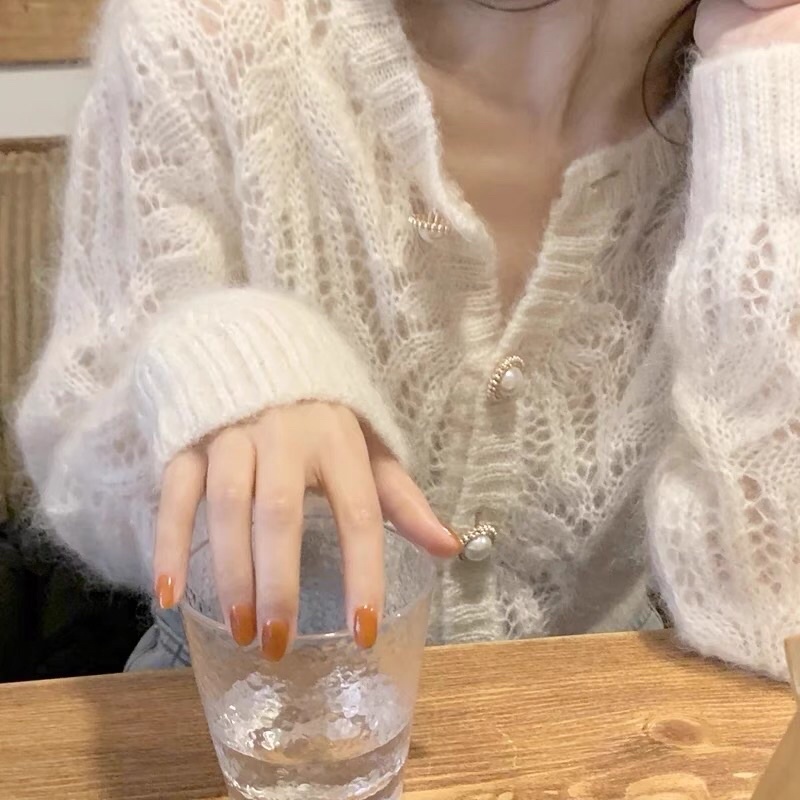 (ảnh thật) Áo khoác len cardigan mỏng pha lông hoạ tiết lưới phong cách tiểu thư vintage đi chơi đi làm