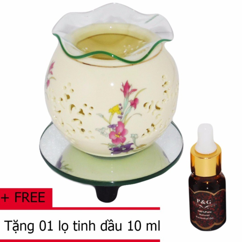 Đèn xông tinh dầu kiêm đèn ngủ bằng điện FL 01TD + tặng 01 lọ tinh dầu 10ml