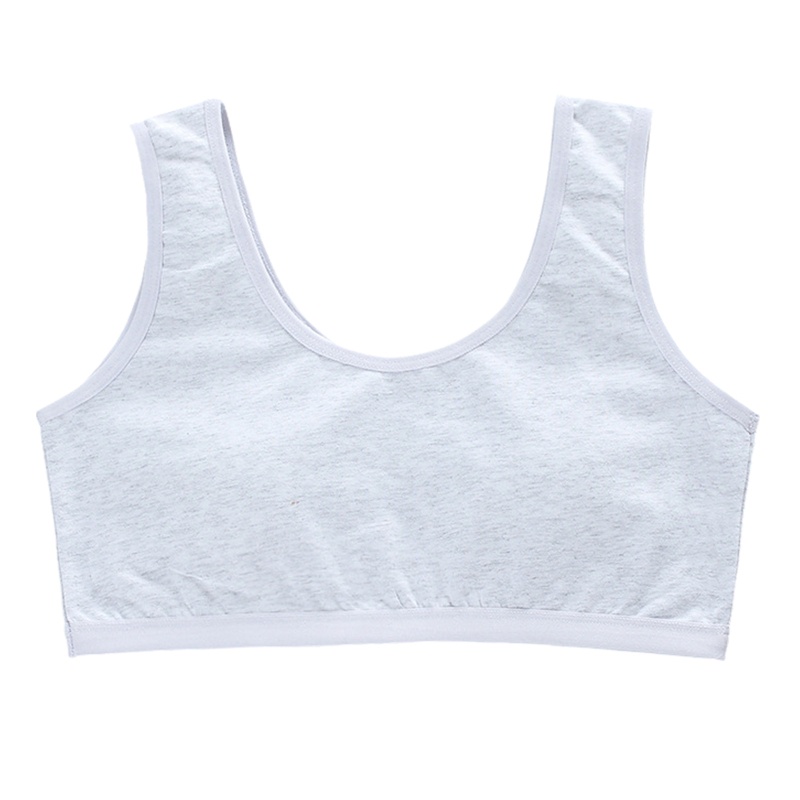 Haha Áo Ngực Cotton Dây Bản Rộng Màu Kẹo Trơn Không Đệm Lót Tập Luyện Cho Nữ Tuổi Teen