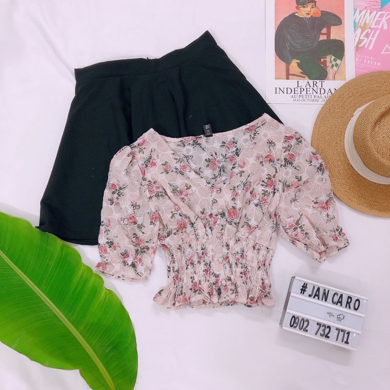 Áo Hoa Thêu Dạng Bo Thun Vạt Áo Màu Mới Về -  Jancaroshop