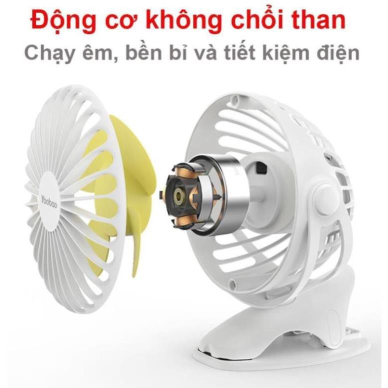 Quạt cầm tay tích điện YOOBAO F04 xoay góc 360 độ kẹp xe đẩy để bàn pin sạc 6400mAh, chạy 32 tiếng